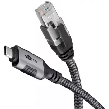 Goobay adapter USB-C naar RJ-45 10m zwart zilver