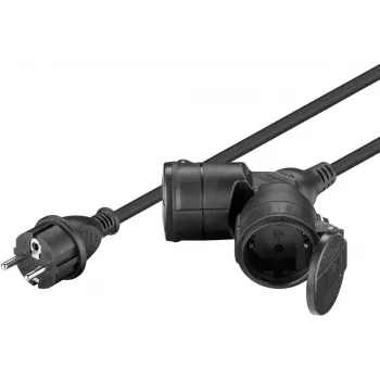 Goobay 65434 stroomverlenging 5 m 2 AC-stopcontacten outdoor zwart