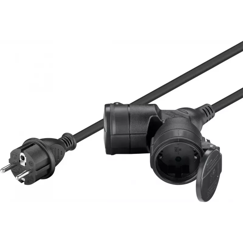 Goobay 65434 stroomverlenging 5 m 2 AC-stopcontacten outdoor zwart