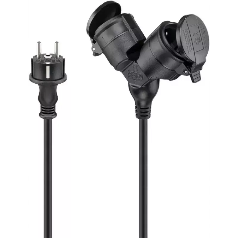 Goobay 65434 stroomverlenging 5 m 2 AC-stopcontacten outdoor zwart
