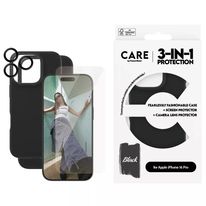3-in-1-bundel PanzerGlass CARE by Fashion iPhone 16 Pro