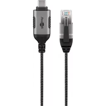 Kabeladapter Goobay 74403 USB 3.1 Type-A RJ45 2 m zwart zilver