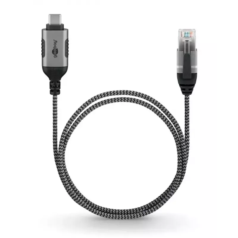 Goobay USB-C 3.1 naar RJ45 Ethernet-kabel Slim, 1,5 m, zwart (74402)