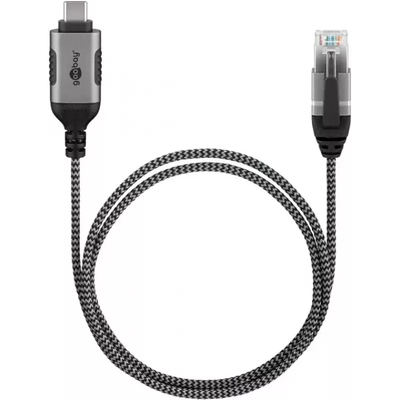 Goobay USB-C 3.1 naar RJ45 Ethernet-kabel Slim, 7,5 m, zwart (74406)
