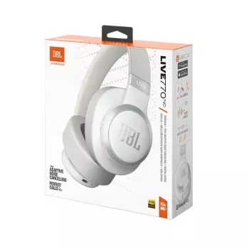 JBL Live 770NC hoofdtelefoon over-ear, draadloos, gesprekken/muziek, Bluetooth, wit