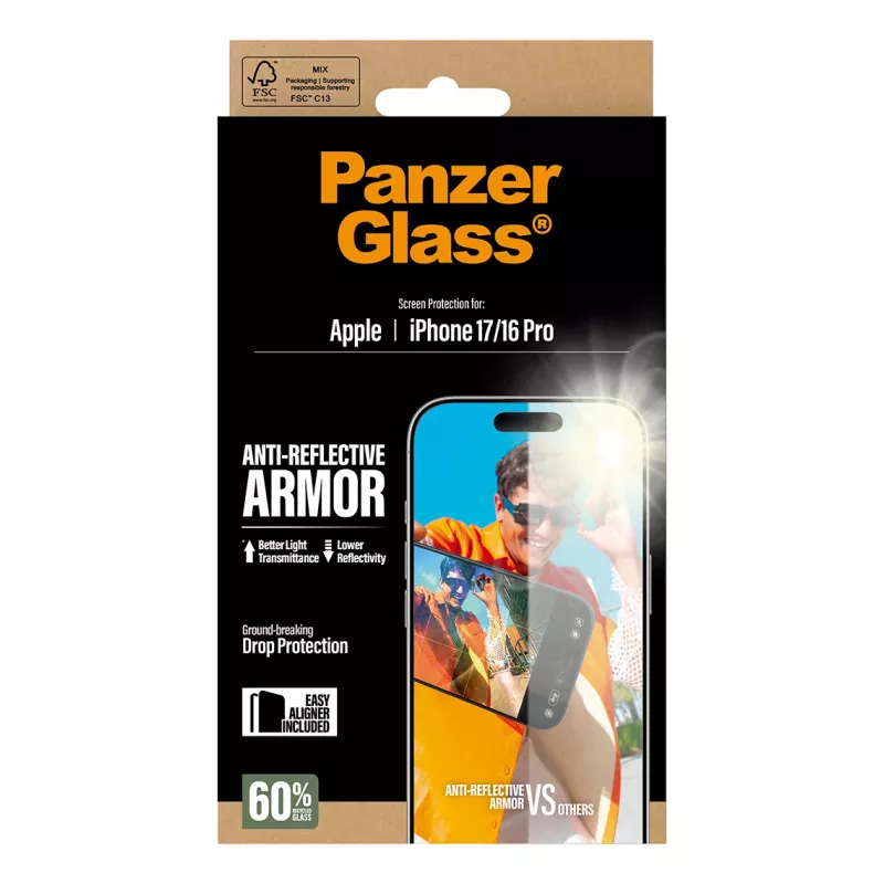 PanzerGlass Anti-Reflective Armor displayschermfolie iPhone 17 iPhone 16 Pro krasbestendig stootvast
