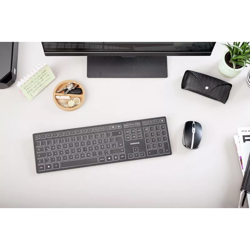 CHERRY KW 9100 slank toetsenbord universeel RF draadloos + Bluetooth AZERTY Frans zwart