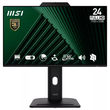 Monitor MSI Pro MP242PMGDE 23,8 inch (60,5 cm) Full HD IPS 1920×1080, 4 ms, 300 cd/m², USB-hub, VESA, luidsprekers, zwart