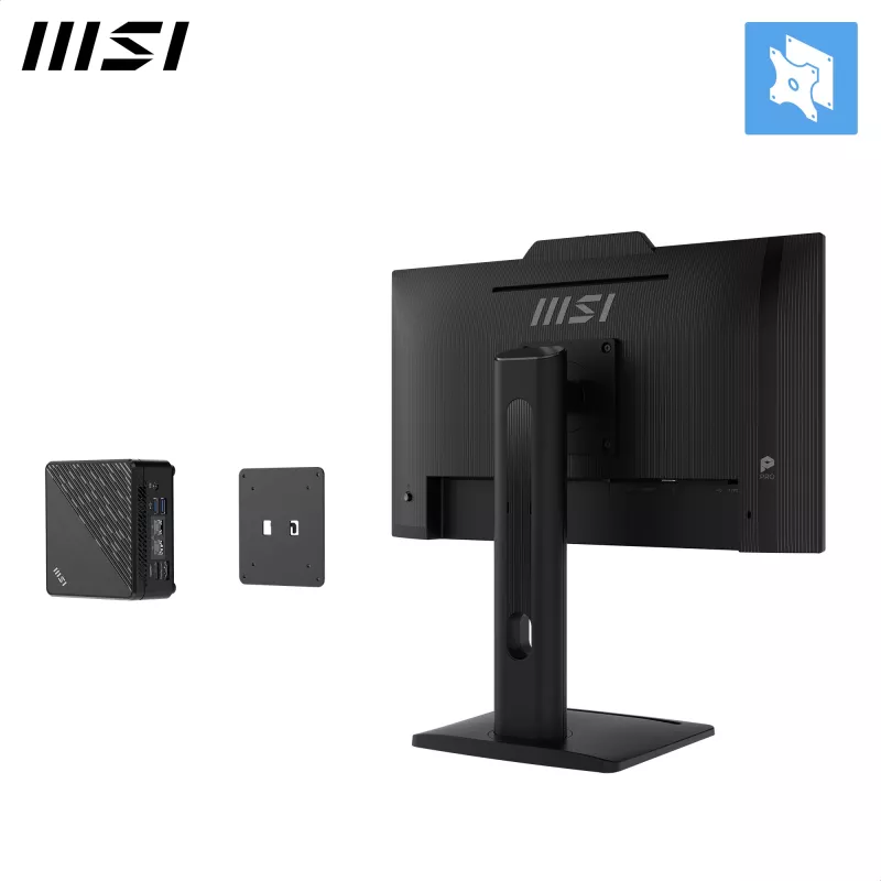 MSI PRO MP242PMGDE monitor 23,8 inch (60,5 cm), Full HD 1920x1080, IPS, 120 Hz, 1 ms, webcam, microfoon, USB-hub, HDMI, DP, VGA, zwart