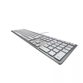 CHERRY KC 6000 slank toetsenbord universeel USB AZERTY Belgisch zilver, wit