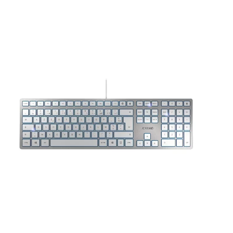 CHERRY KC 6000 slank toetsenbord universeel USB AZERTY Belgisch zilver, wit