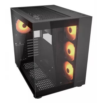 COUGAR PC Midi-Tower behuizing FV150 ARGB — zwart, ATX/MicroATX/Mini-ITX, 3x120 mm voor + 1x120 mm achter, 2x3,5 inch & 2x2,5 inch bays