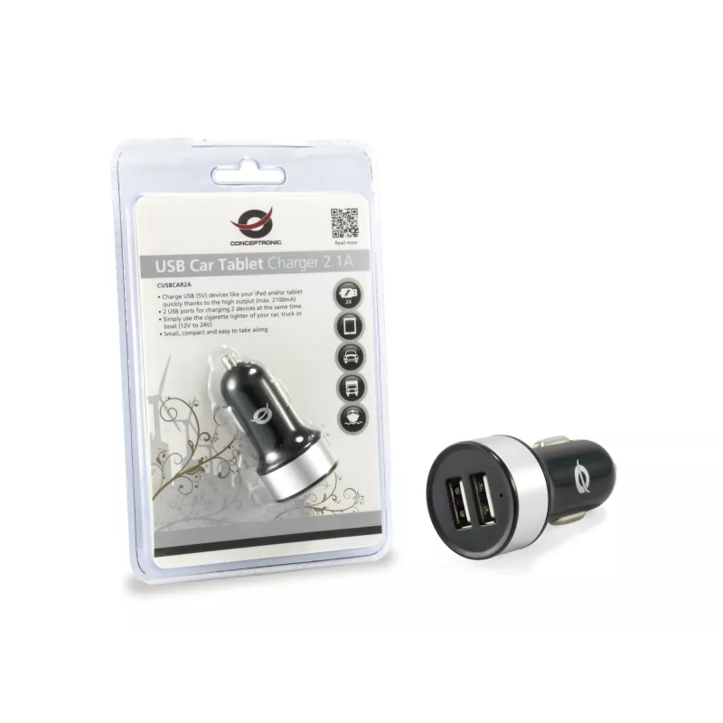 Autolader Conceptronic CUSBCAR2A 2-poorts USB 2.1A