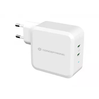 Conceptronic ALTHEA 2-poorts 100W GaN USB-C PD lader, binnen, wisselstroom, 5 V, 5 A, wit