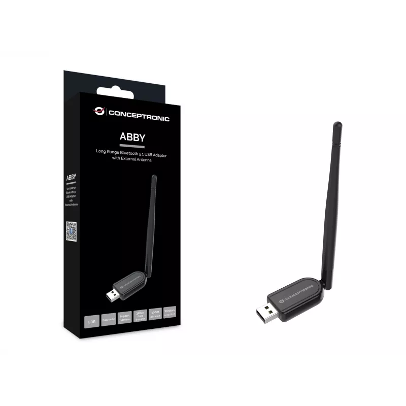 Conceptronic ABBY Long Range Bluetooth 5.1 USB-adapter met externe antenne