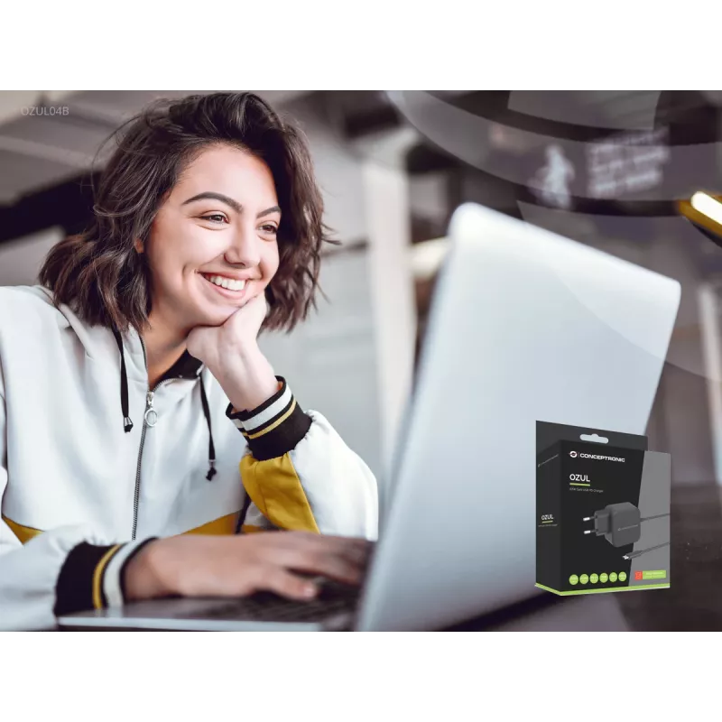 Conceptronic OZUL04BE 67W GaN USB PD lader, geïntegreerde USB-C-kabel