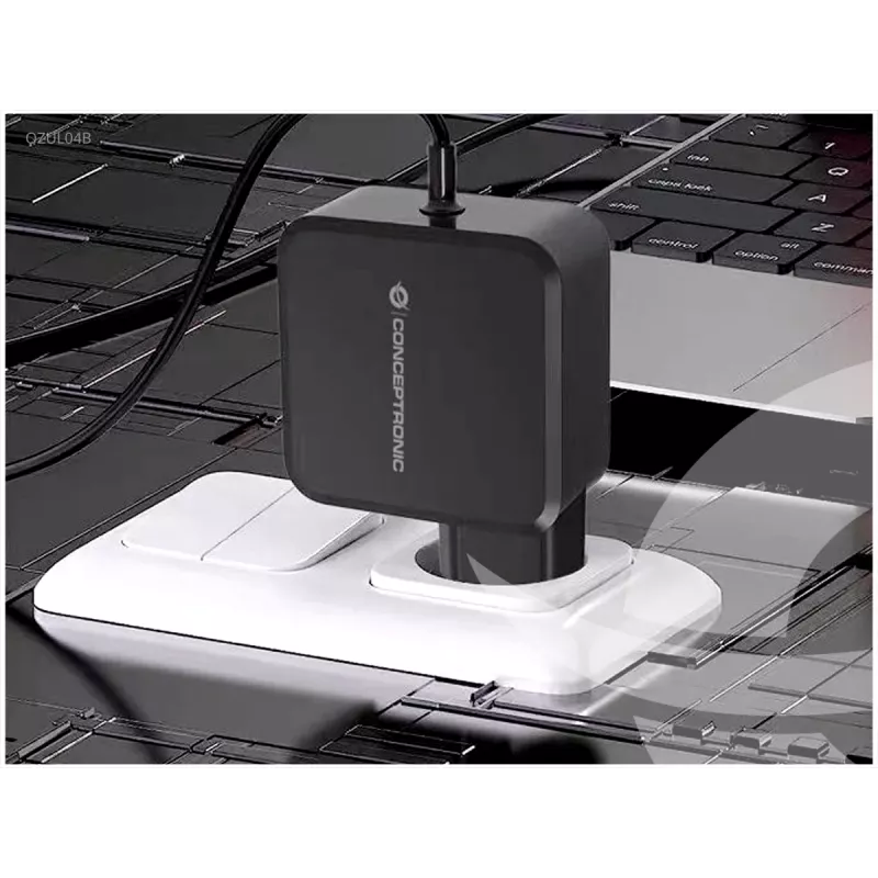 Conceptronic OZUL04BE 67W GaN USB PD lader, geïntegreerde USB-C-kabel