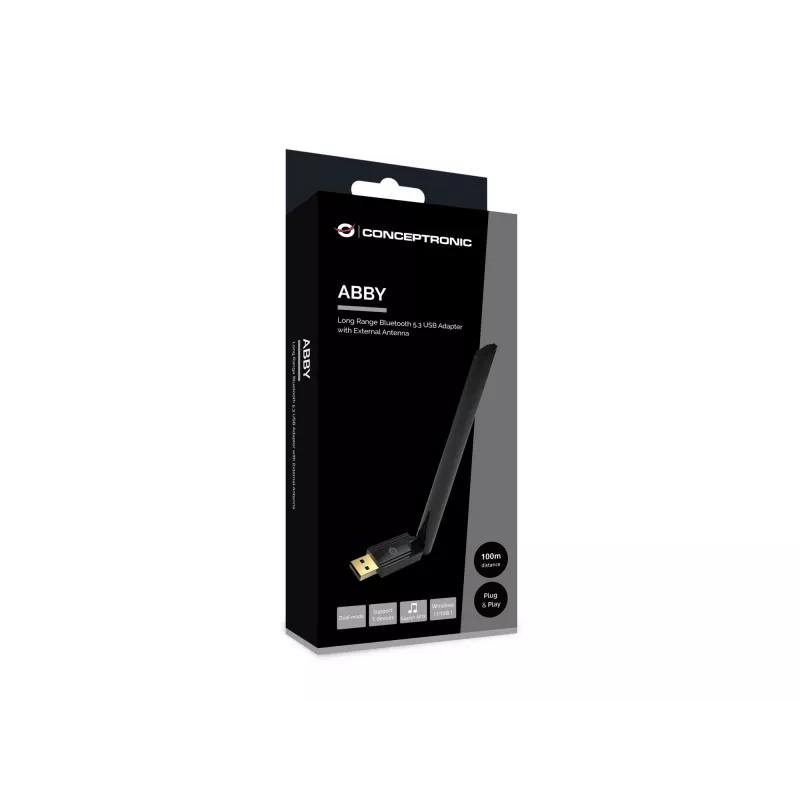 Conceptronic ABBY17B Long Range Bluetooth 5.3 USB-adapter, externe antenne