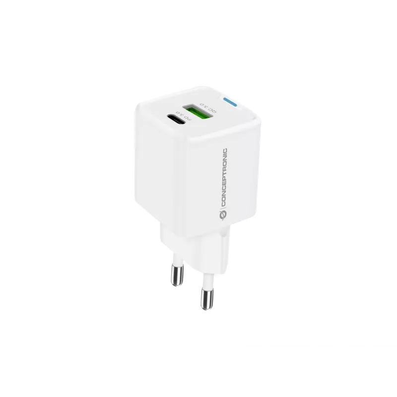 Conceptronic 2-poorts 20W GaN USB PD lader, USB-C x 1, USB-A x 1 ALTHEA15W