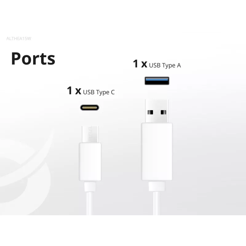 Conceptronic 2-poorts 20W GaN USB PD lader, USB-C x 1, USB-A x 1 ALTHEA15W