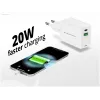 Conceptronic 2-poorts 20W GaN USB PD lader, USB-C x 1, USB-A x 1 ALTHEA15W
