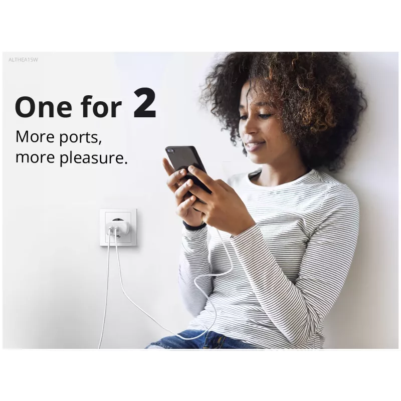Conceptronic 2-poorts 20W GaN USB PD lader, USB-C x 1, USB-A x 1 ALTHEA15W