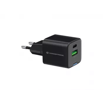 Conceptronic 2-poorts 20W GaN USB PD lader, USB-C x 1, USB-A x 1, QC 3.0, PPS