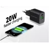 Conceptronic 2-poorts 20W GaN USB PD lader, USB-C x 1, USB-A x 1, QC 3.0, PPS