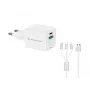 Conceptronic 2-poorts 33W GaN USB PD lader met 3-in-1 laadkabel, USB-C x 1, USB-A x 1, QC 3.0, PPS