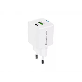 Conceptronic 2-poorts 33W GaN USB PD lader met 3-in-1 laadkabel, USB-C x 1, USB-A x 1, QC 3.0, PPS