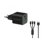 Conceptronic 2-poorts 33W GaN USB PD lader met 3-in-1 laadkabel, USB-C x 1, USB-A x 1, QC 3.0, PPS