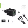 Conceptronic 2-poorts 33W GaN USB PD lader met 3-in-1 laadkabel, USB-C x 1, USB-A x 1, QC 3.0, PPS