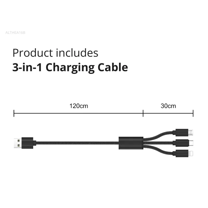 Conceptronic 2-poorts 33W GaN USB PD lader met 3-in-1 laadkabel, USB-C x 1, USB-A x 1, QC 3.0, PPS