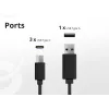 Conceptronic 4-poorts 100W GaN USB PD lader met USB-C laadkabel, USB-C x 3, USB-A x 1, QC 3.0, PPS