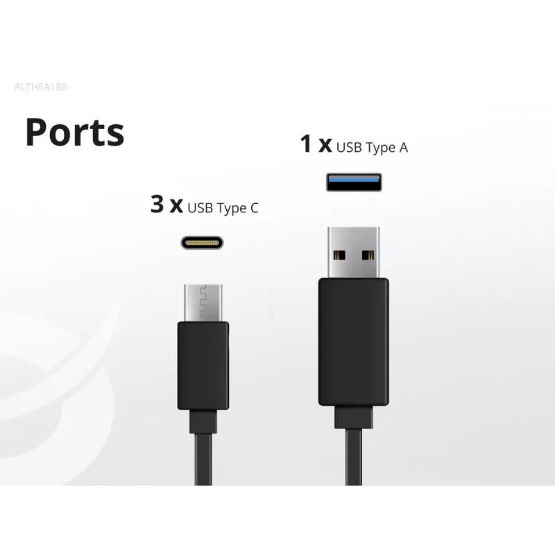 Conceptronic 4-poorts 100W GaN USB PD lader met USB-C laadkabel, USB-C x 3, USB-A x 1, QC 3.0, PPS