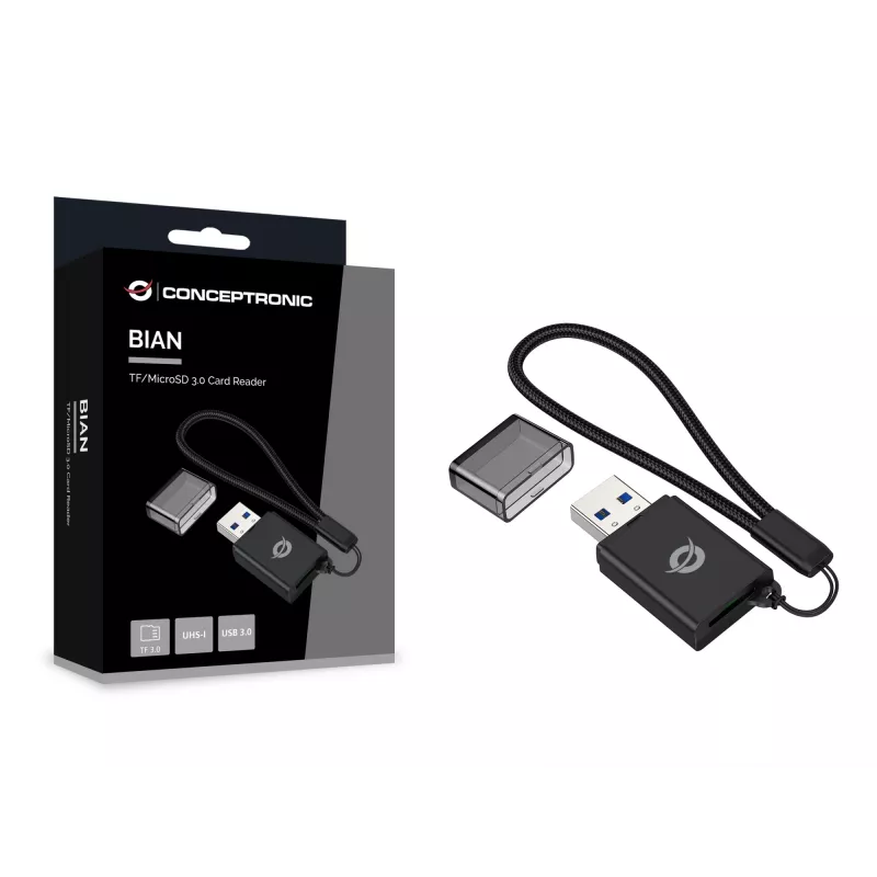 Conceptronic BIAN07B TF/MicroSD 3.0 kaartlezer, UHS-I, USB 3.0, 5Gbps