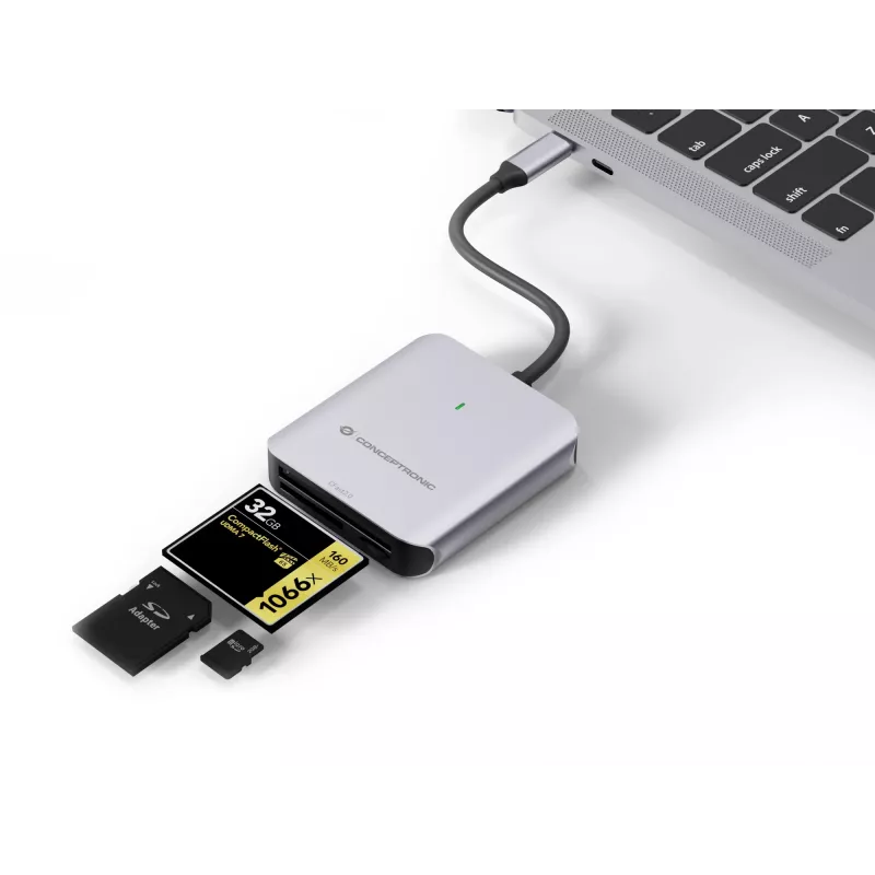 Conceptronic BIAN09G 3-in-1 kaartlezer USB 3.2 Gen 2, CFast 2.0, SD TF/MicroSD 4.0, UHS-II