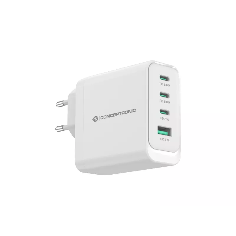 Conceptronic ALTHEA22W100 4-poorts 100W GaN USB PD-oplader, USB-C x 3, USB-A x 1, QC 3.0, PPS, PD 3.0