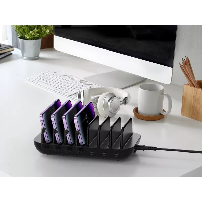 Conceptronic OZUL07B 160W 7-poorts USB PD-laadstation, USB-C x 7, PD 3.0