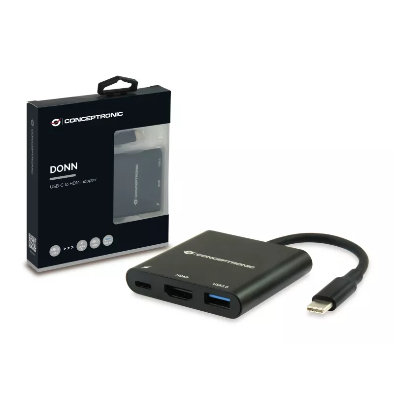 Conceptronic DONN01B laptop-dock/poort-replicator USB 3.2 Gen 1 (3.1 Gen 1) Type-C zwart