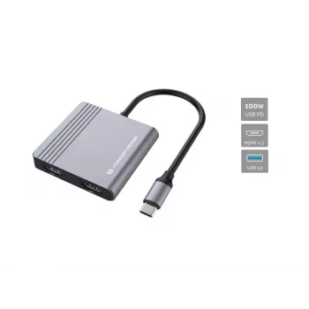 Conceptronic DONN13G laptop-dock/poort-replicator bedraad USB 3.2 Gen 1 (3.1 Gen 1) Type-C grijs
