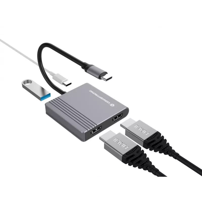 Conceptronic DONN13G laptop-dock/poort-replicator bedraad USB 3.2 Gen 1 (3.1 Gen 1) Type-C grijs
