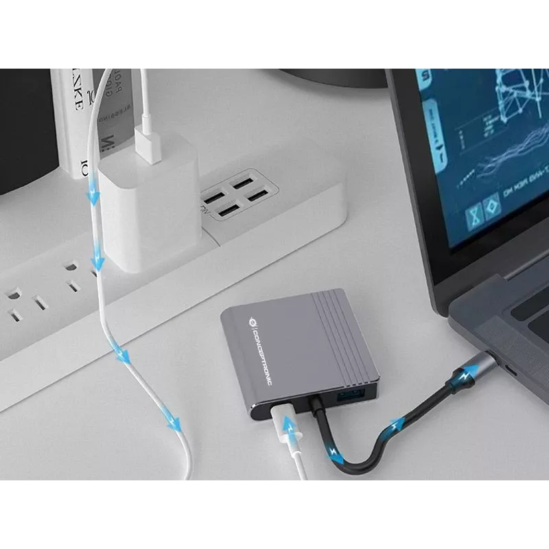 Conceptronic DONN13G laptop-dock/poort-replicator bedraad USB 3.2 Gen 1 (3.1 Gen 1) Type-C grijs
