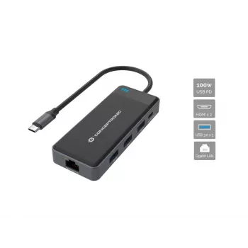 Conceptronic DONN14G laptop-dock/poort-replicator bedraad USB 3.2 Gen 1 (3.1 Gen 1) Type-C grijs