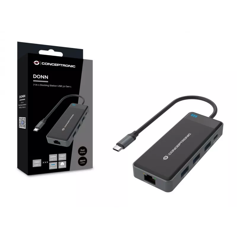 Conceptronic DONN14G laptop-dock/poort-replicator bedraad USB 3.2 Gen 1 (3.1 Gen 1) Type-C grijs