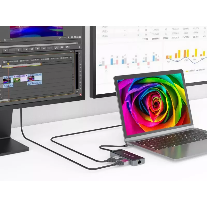 Conceptronic DONN14G laptop-dock/poort-replicator bedraad USB 3.2 Gen 1 (3.1 Gen 1) Type-C grijs