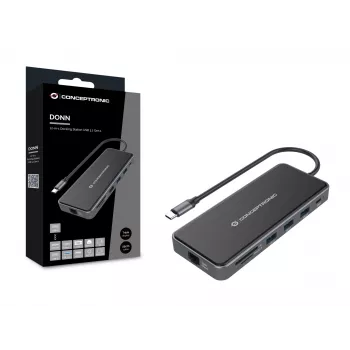 Conceptronic DONN15G laptop-dock/poort-replicator bedraad USB 3.2 Gen 1 (3.1 Gen 1) Type-C grijs