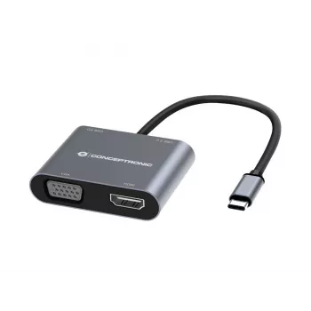 Conceptronic DONN16G bedraad USB 3.2 Gen 1 Type-C grijs 100W 4K Ultra HD