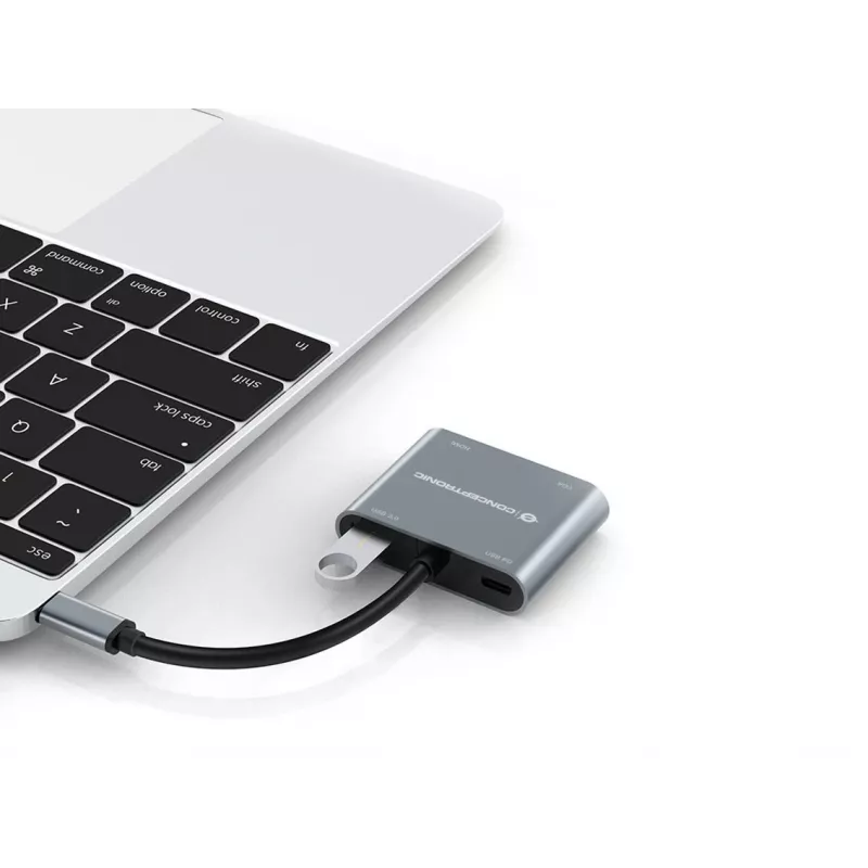 Conceptronic DONN16G bedraad USB 3.2 Gen 1 Type-C grijs 100W 4K Ultra HD