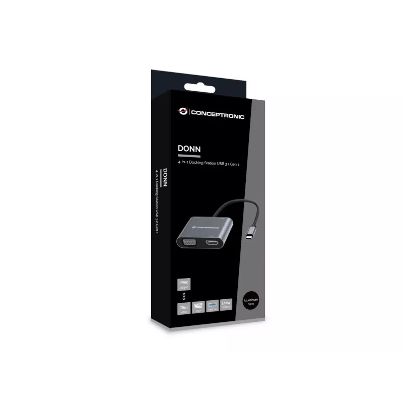 Conceptronic DONN16G bedraad USB 3.2 Gen 1 Type-C grijs 100W 4K Ultra HD